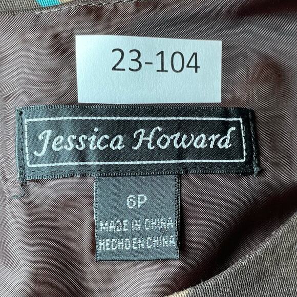 JESSICA HOWARD COLORFUL POLKA DOT EMPIRE WAIST DRESS BROWN GREEN 6P - Picture 5 of 7